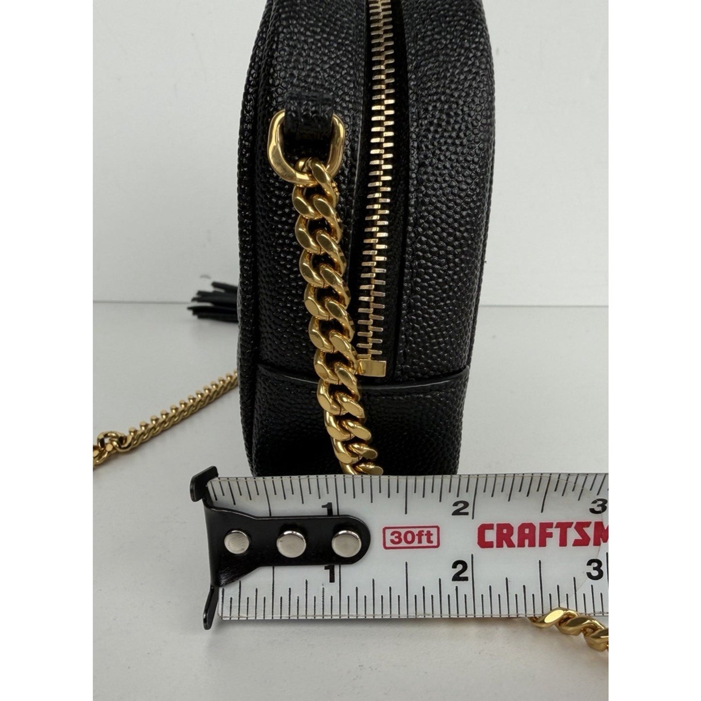 Saint Laurent Lou Mini Camera Bag in Black Grain Leather with Tassel Detail S08