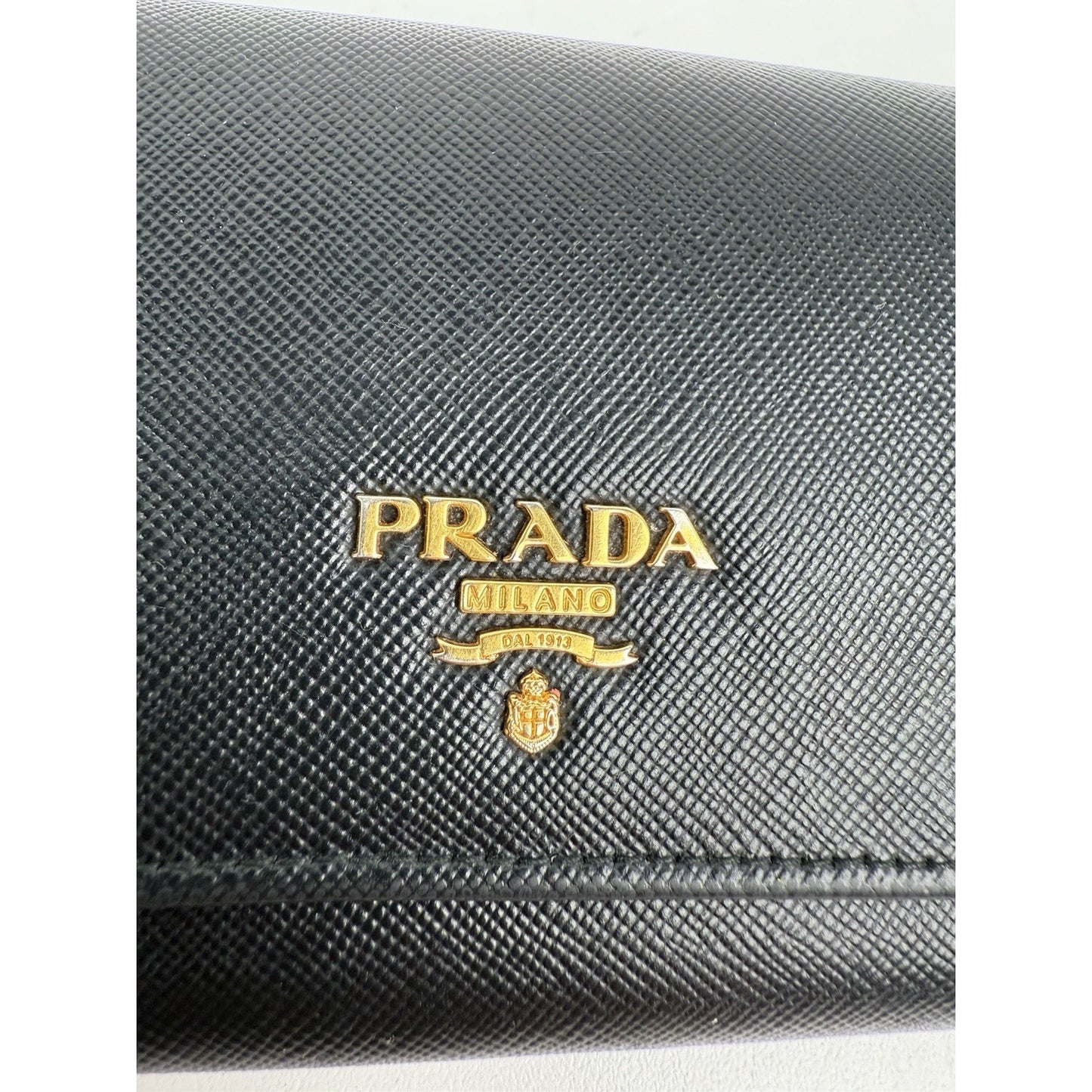 PRADA Black Leather Long Wallet