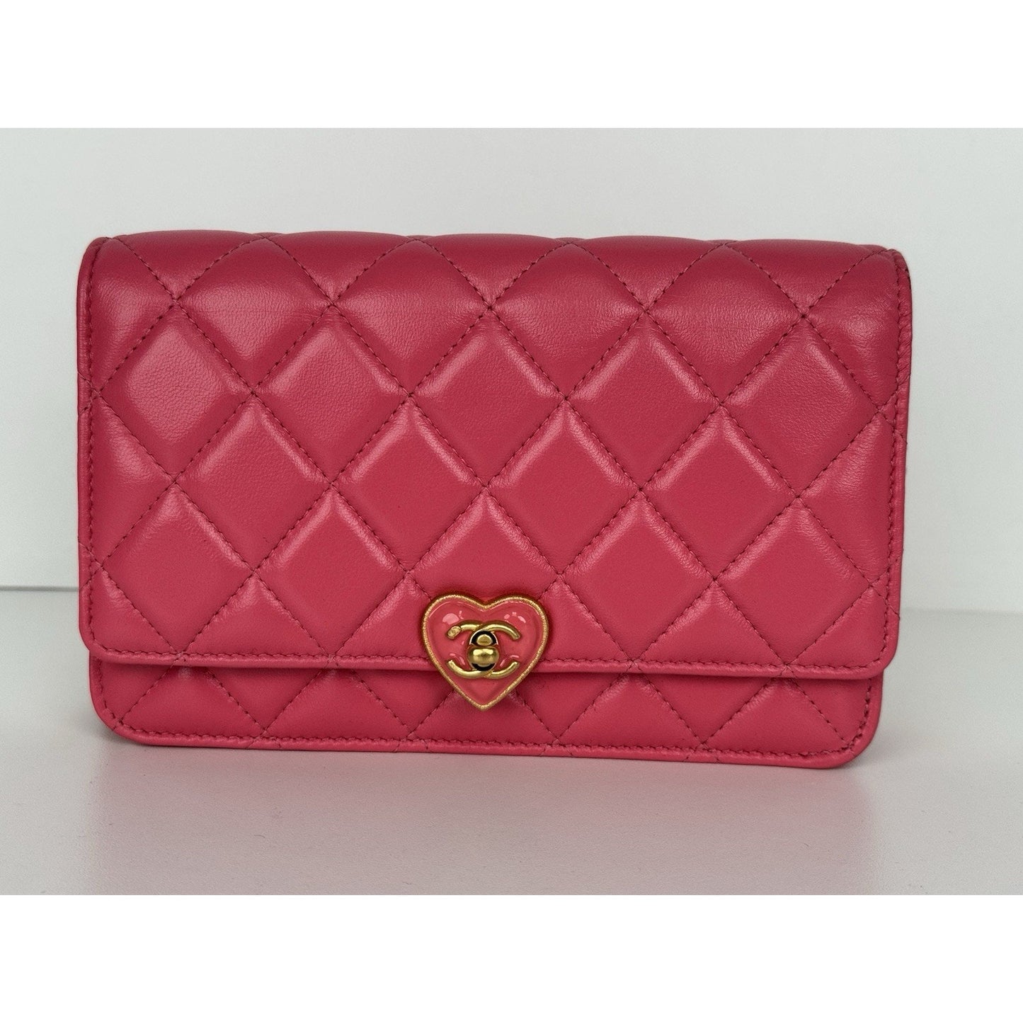 Chanel Heart Wallet on Chain Pink Leather with Gold Hardware C-6