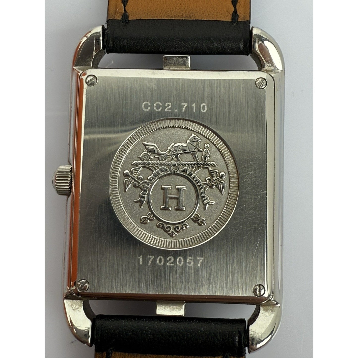 HERMES Cape Cod Black Leather Band Watch CC2.710 Box