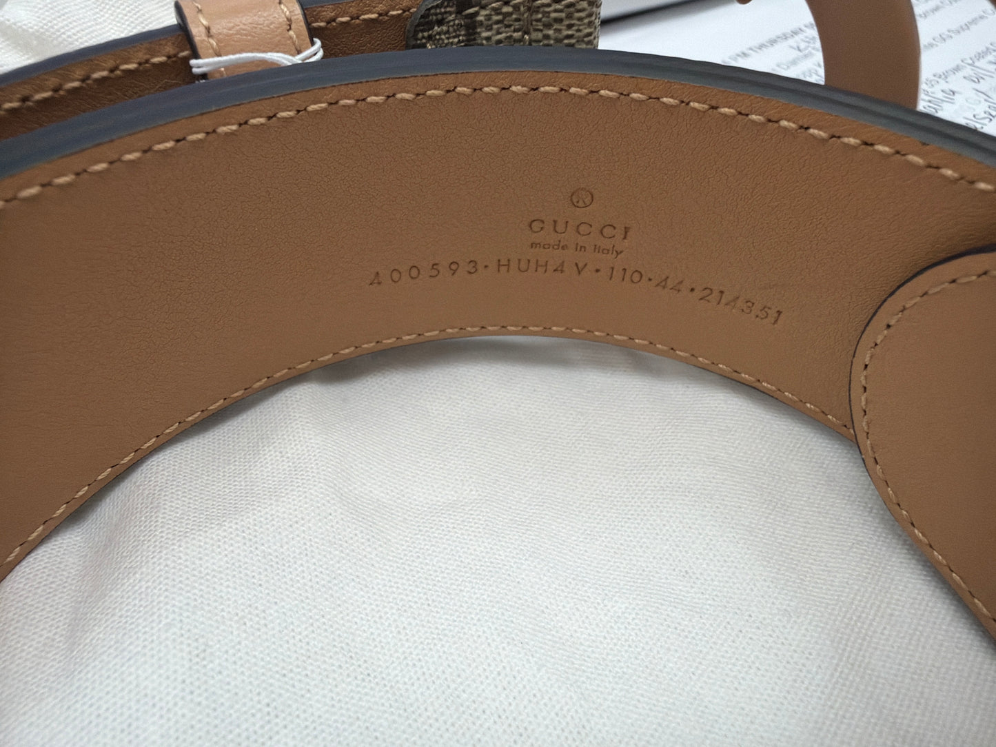 Gucci GG Marmont Belt – Beige/Ebony GG Supreme Canvas with Nude GG Buckle