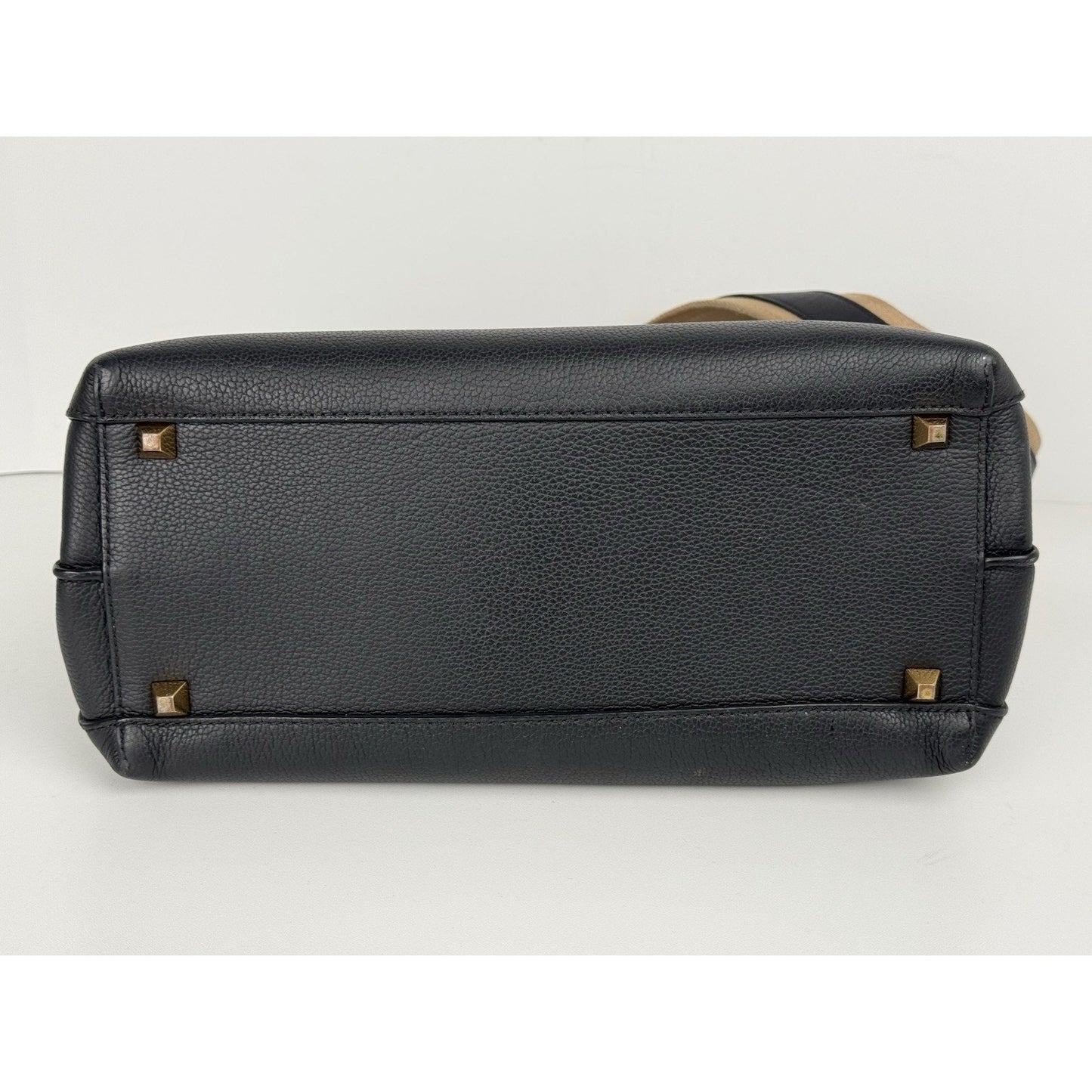 MCM Metallic Grained Black Calfskin Medium Milla Tote Spike Silver