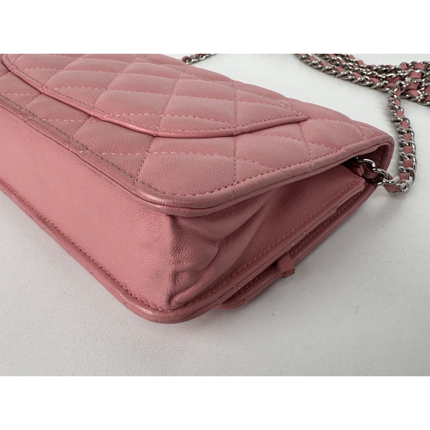 Chanel Wallet On Chain Pink Quilted Leather B-6