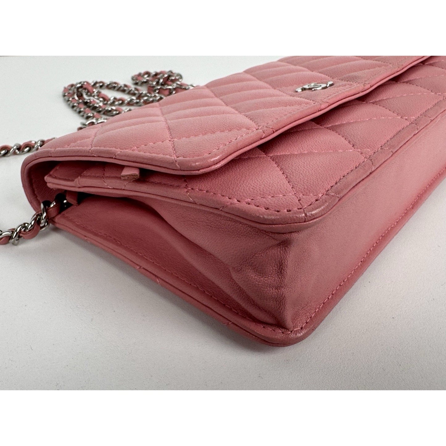 Chanel Wallet On Chain Pink Quilted Leather B-6