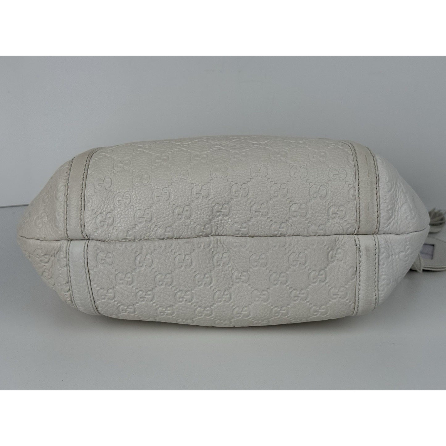 Gucci Guccissima Medium Techno Horsebit Hobo White Leather