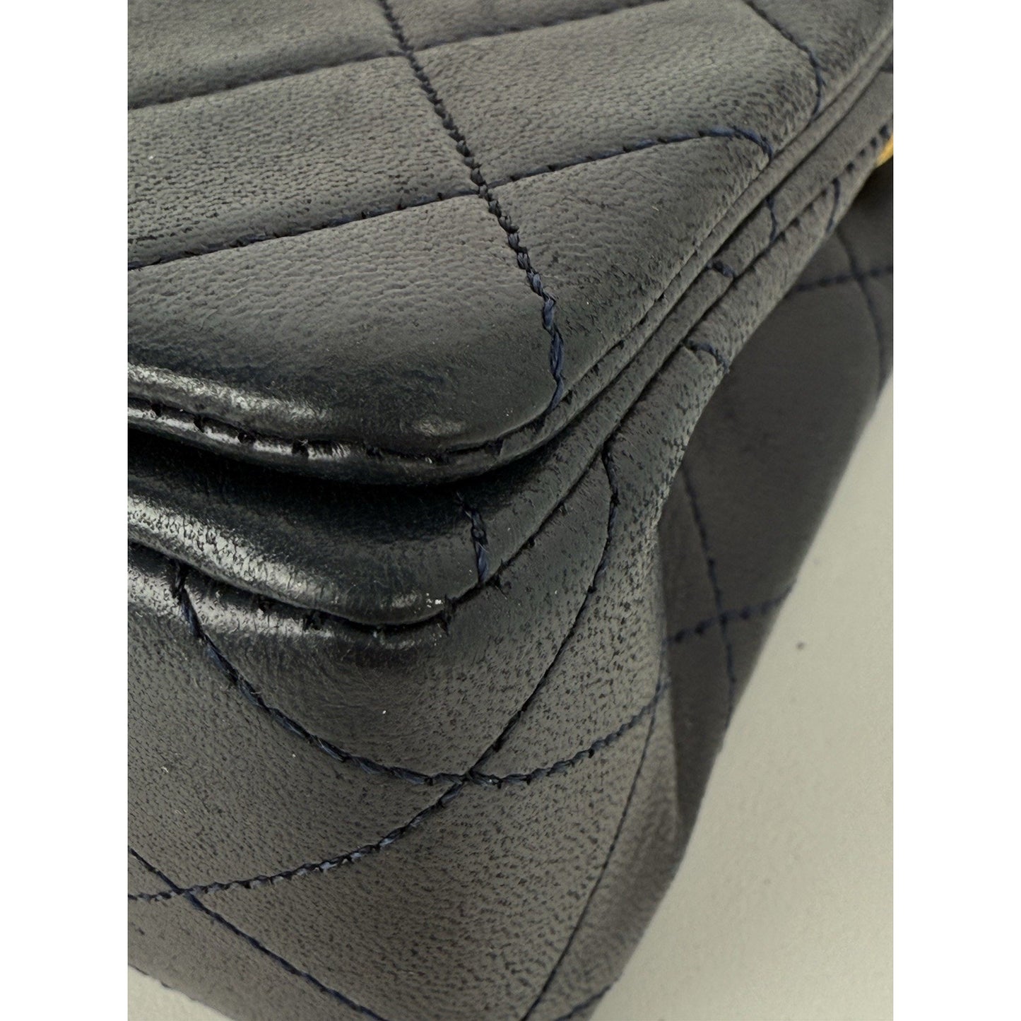 Chanel Vintage Midnight Blue Single Flap Shoulder Bag