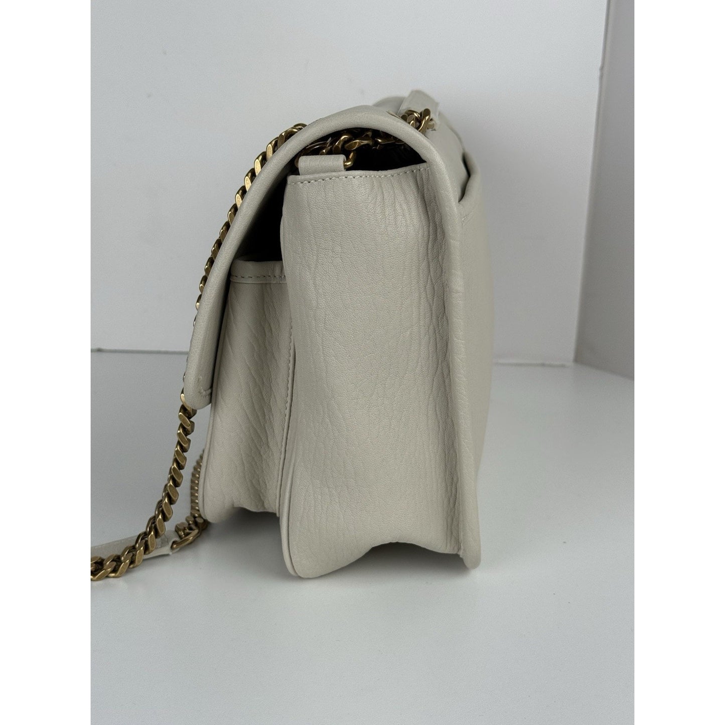 Saint Laurent Niki Medium Leather Shoulder Bag in Crema Soft