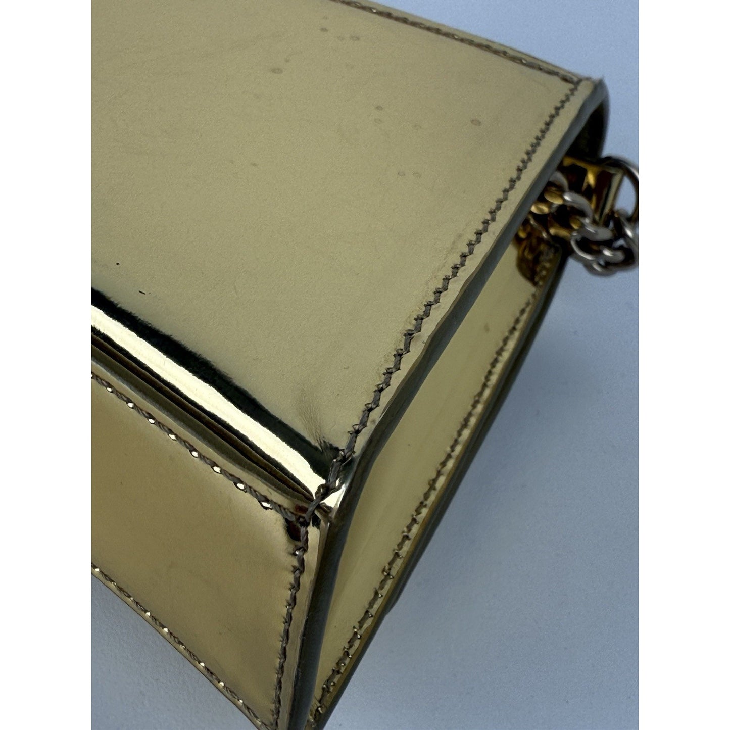 BALENCIAGA Hourglass Mirror Wallet On Chain Bag in Gold