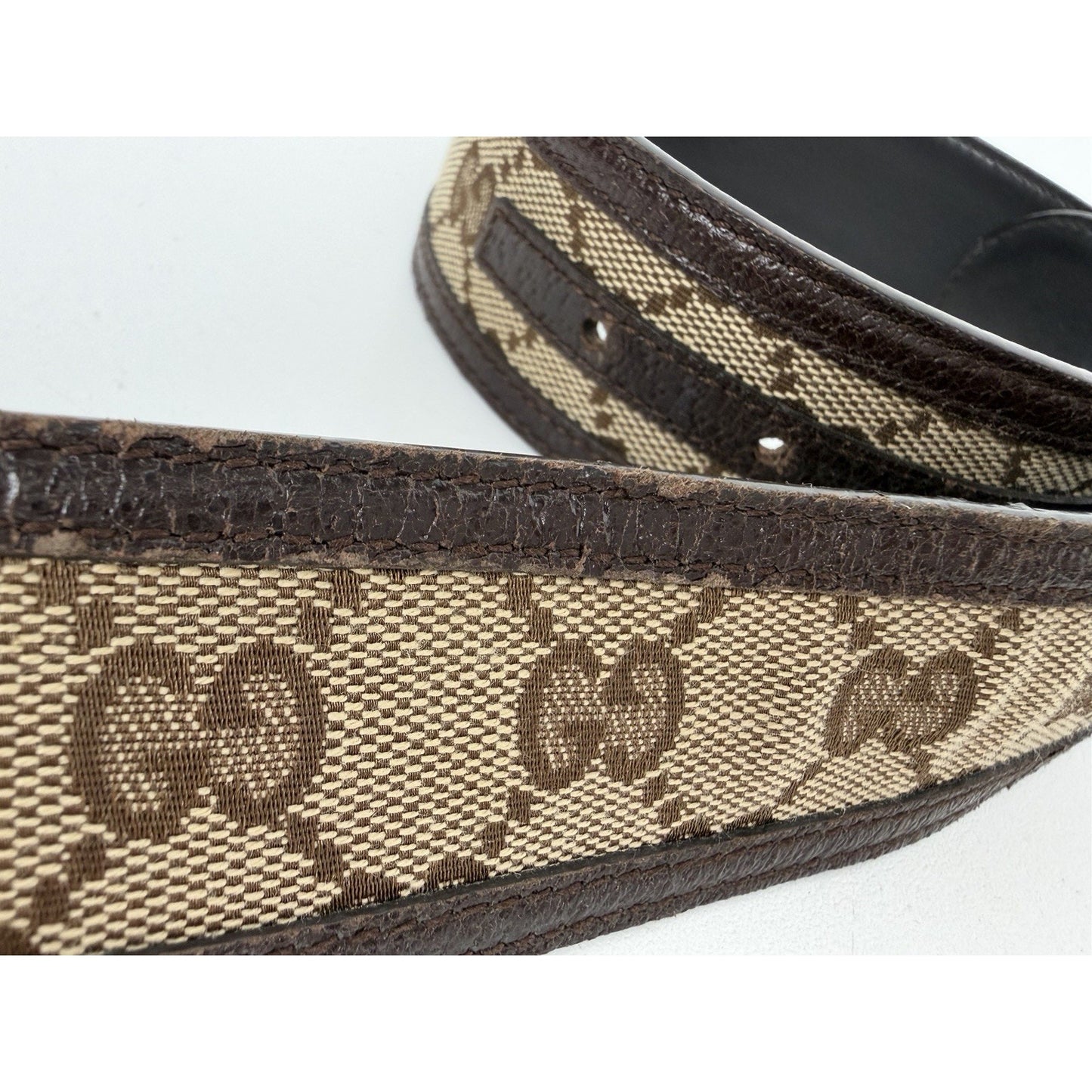 Gucci Interlocking G Belt Beige&Ebony GG Canvas & Dark Brown Leather Trim K1