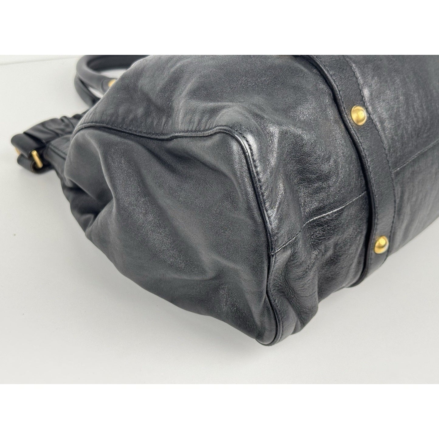 Miu Miu Vitello Lux Shoulder Bag Black Leather with Gold Hardware C-6