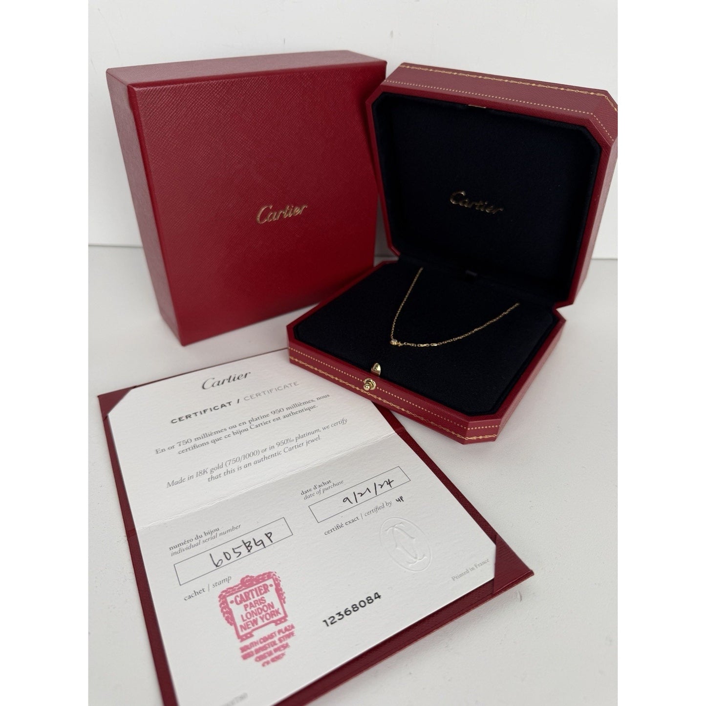 Cartier D'Amour Diamond Necklace Mini Model in 18K Yellow Gold 16in