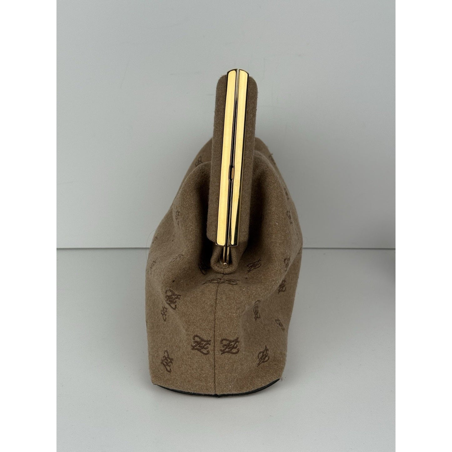 Fendi First Bag FF Karligraphy Brown Flannel Wool