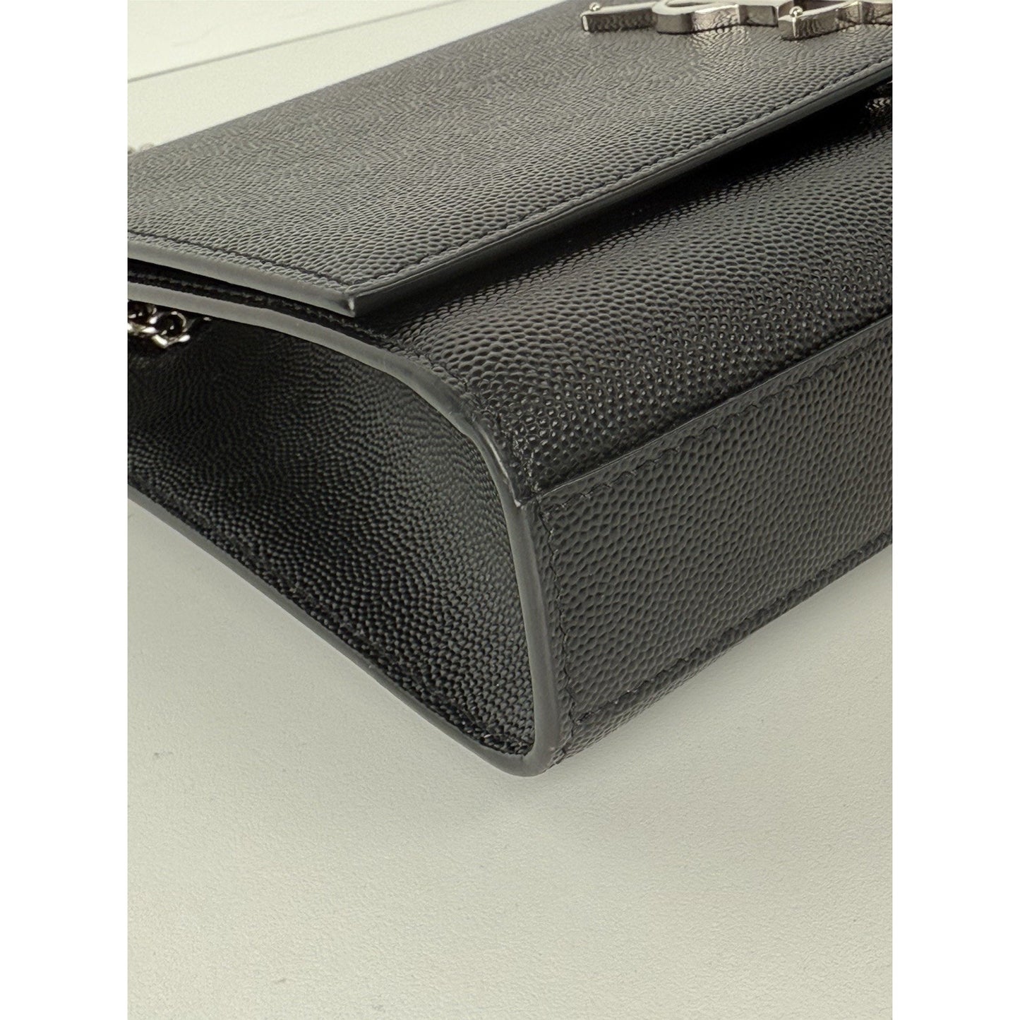Saint Laurent Kate Grained Black Leather Chain Strap Shoulder Bag