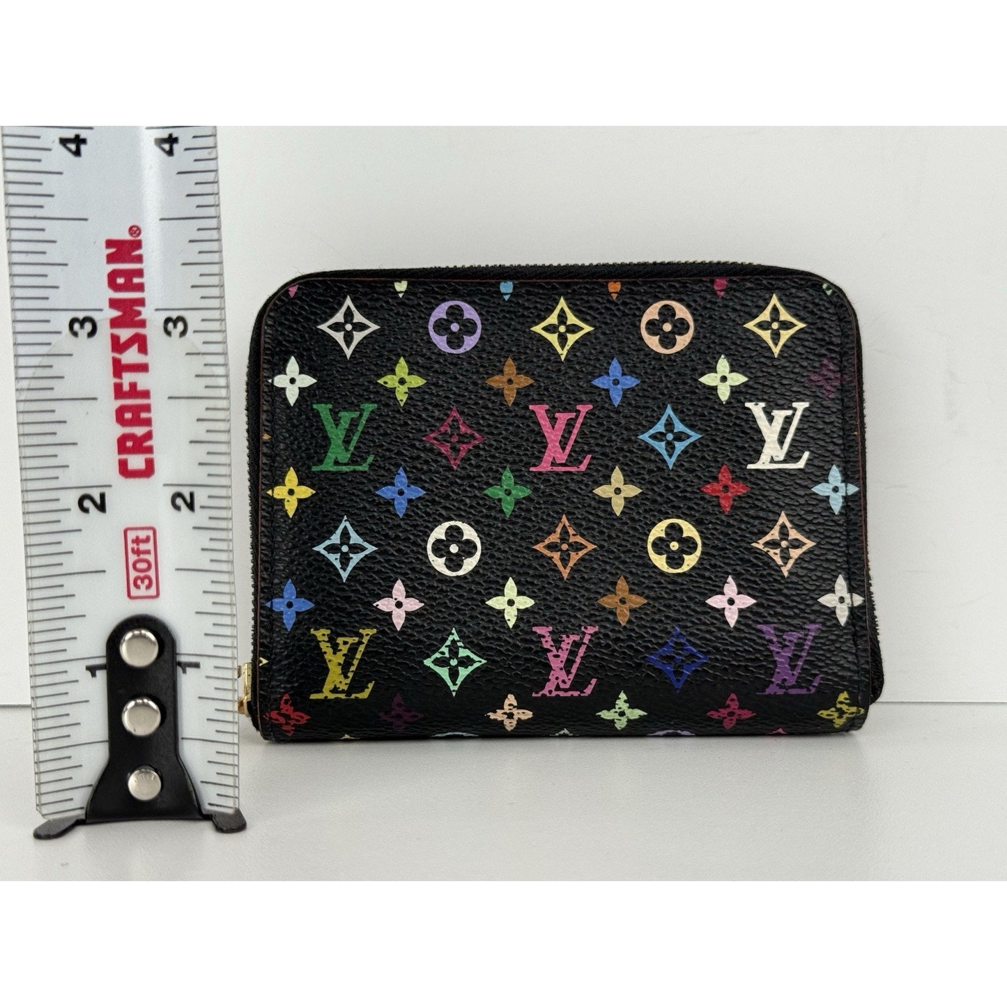 Louis Vuitton Multicolor Zippy Coin Purse Wallet Black with Gold Hardware