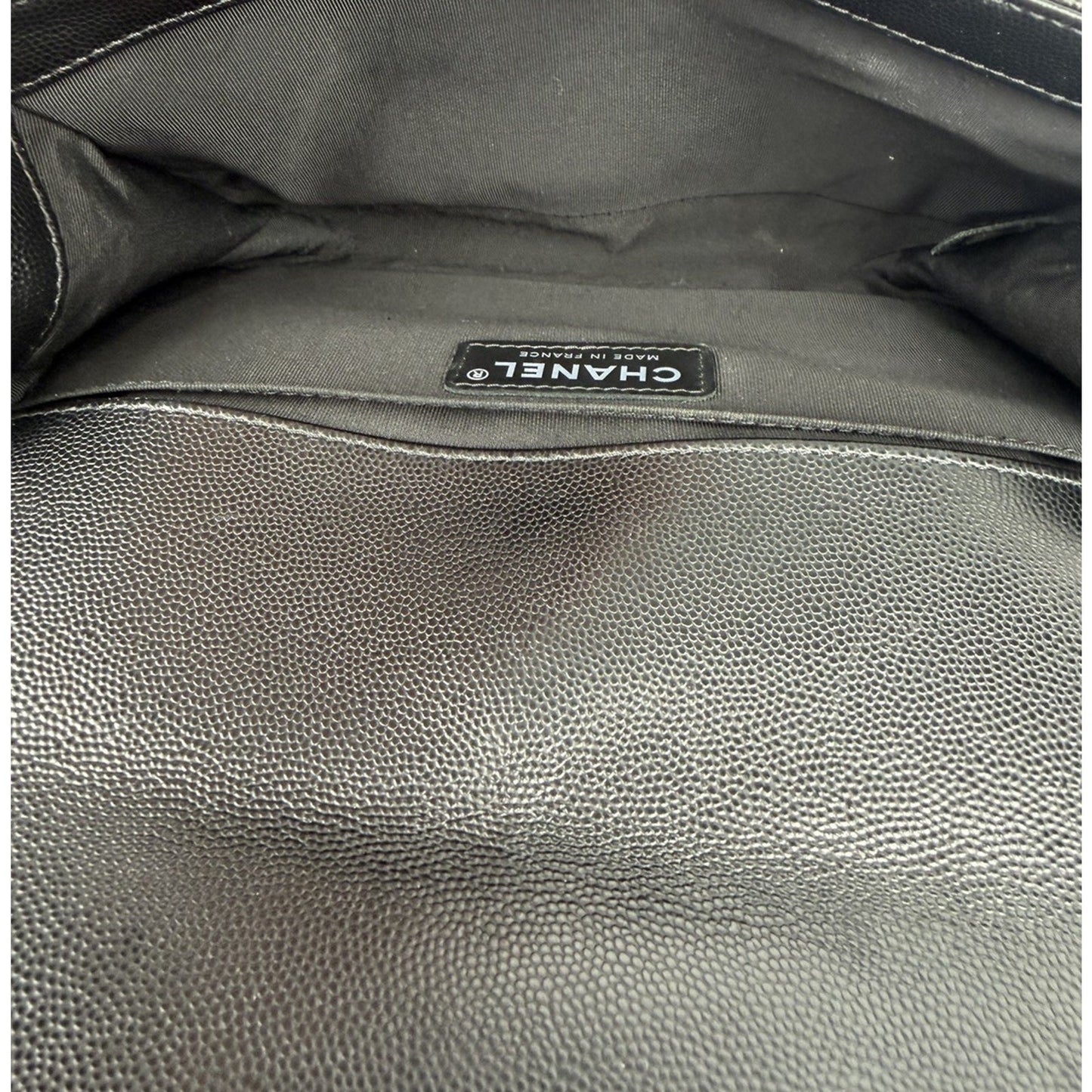 CHANEL Boy Flap Shoulder Bag Black Caviar Quilted Leather Medium 2019 C6