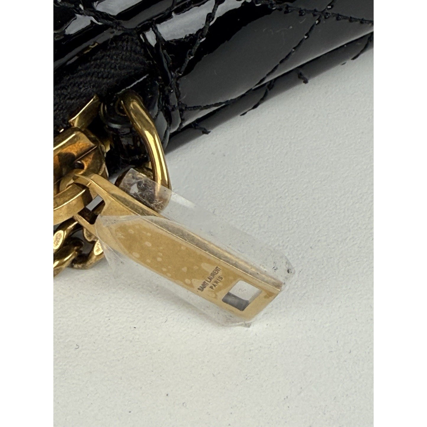 Saint Laurent Gaby Black Patent Leather Chain Strap Crossbody Women's Bag