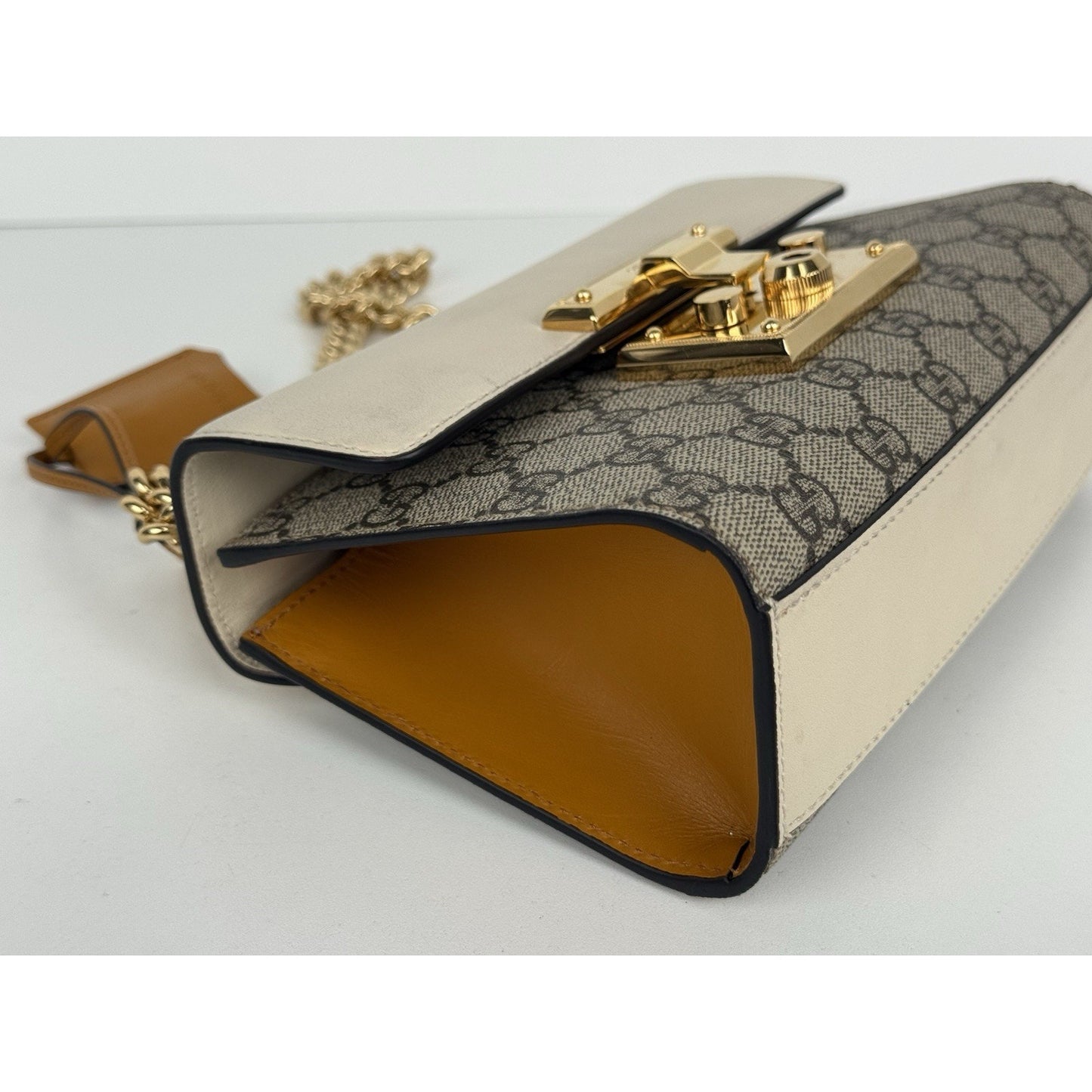 Gucci GG Supreme Monogram Small Padlock Shoulder Bag Beige with Gold Hardware