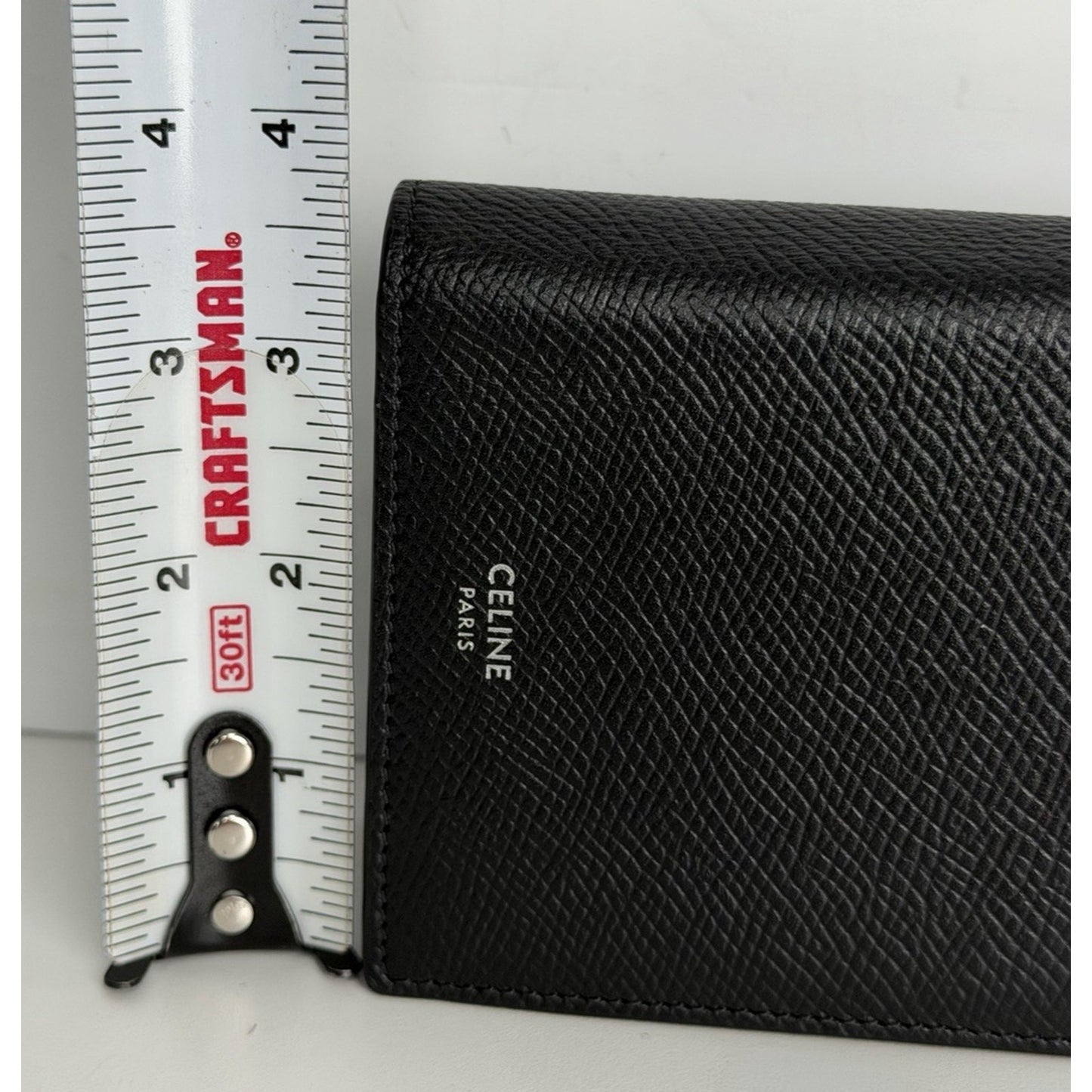 Celine Vertical Wallet Black Grained Calfskin Leather & Silver-Tone Hardware K2