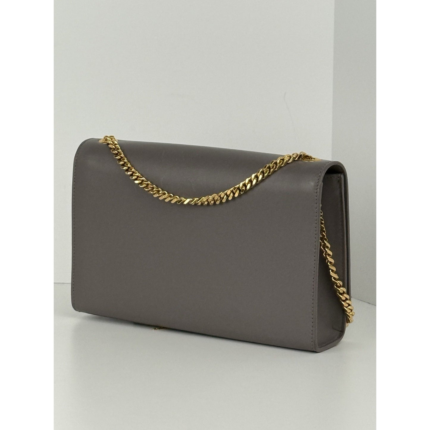 SAINT LAURENT Kate Medium Gray Leather Shoulder Bag