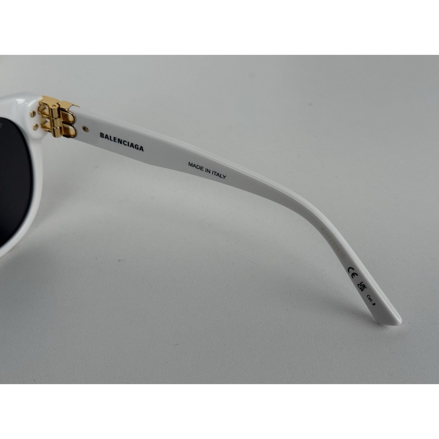 Balenciaga Sunglasses 55mm XL White Frame Gold hardware Black Lenses