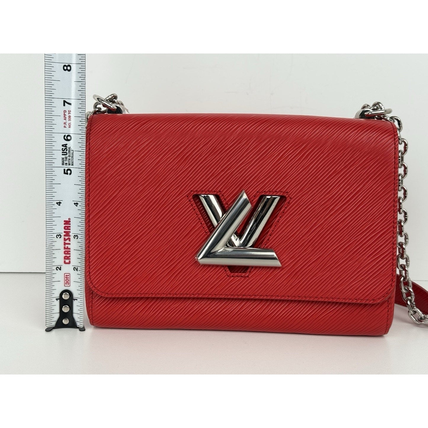 Louis Vuitton Twist MM Shoulder Bag Red Epi Leather with Silver Hardware