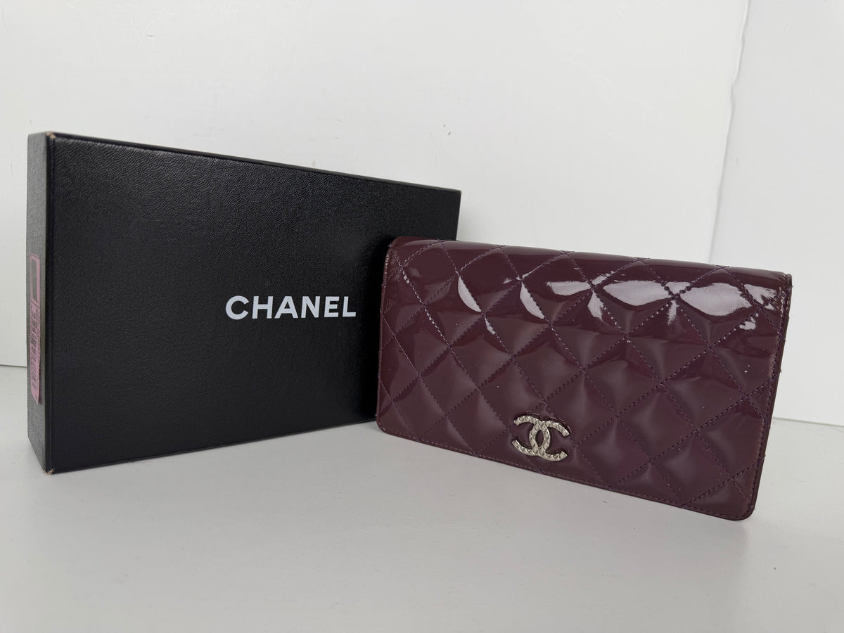 Chanel Quilted Patent Leather Wallet in Shiny Burgundy 2011 K-3