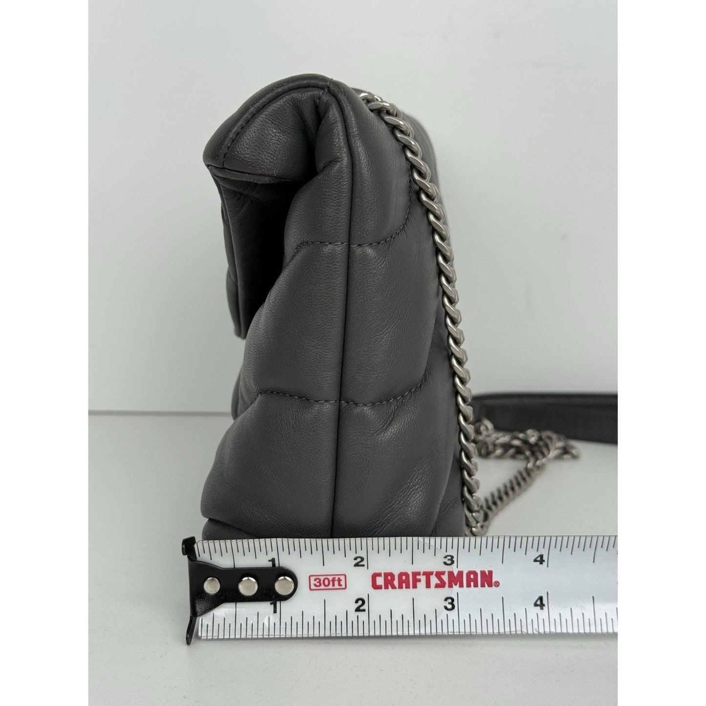 Saint Laurent Lou Puffer Medium Quilted Leather Grey Shoulder Bag