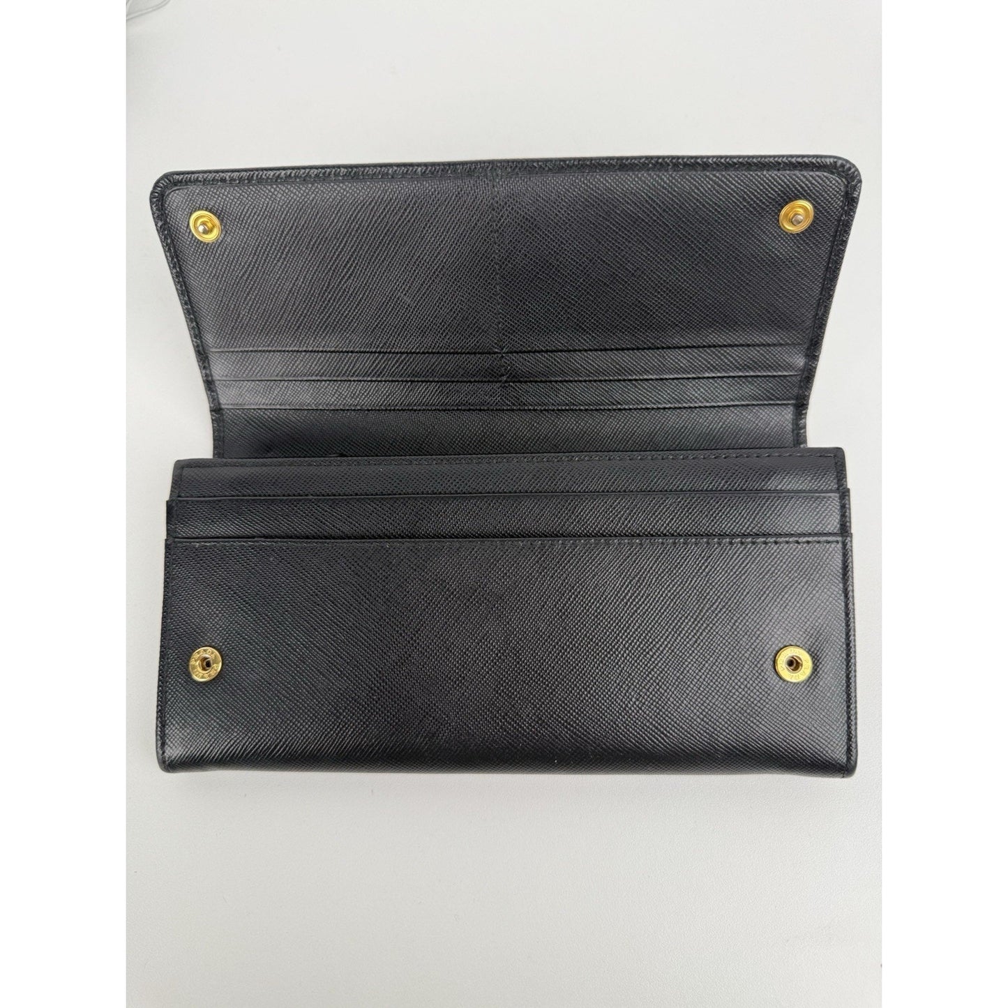 PRADA Black Leather Long Wallet