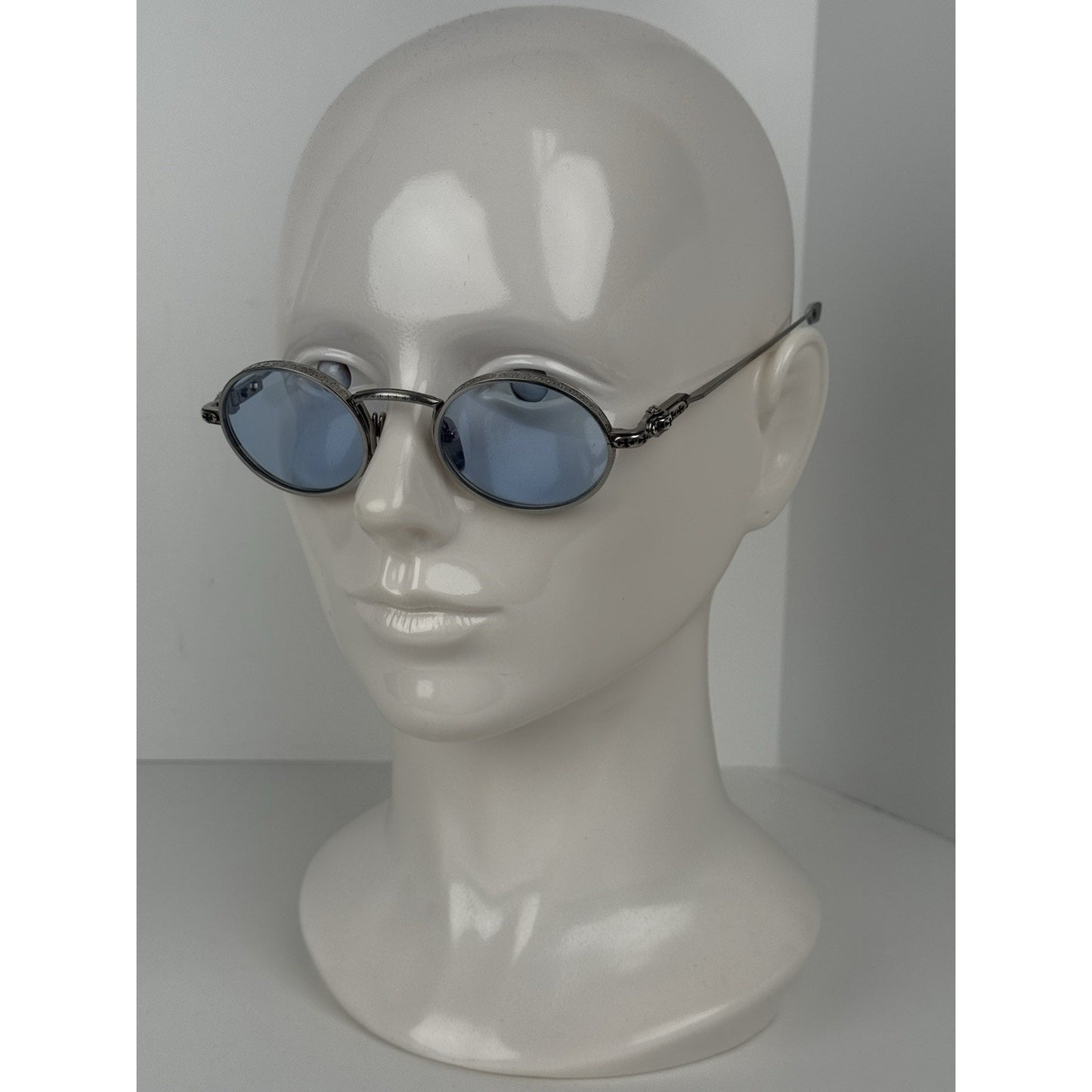 CHROME HEARTS Honey Dipped Sterling Silver Oval Blue Sunglasses