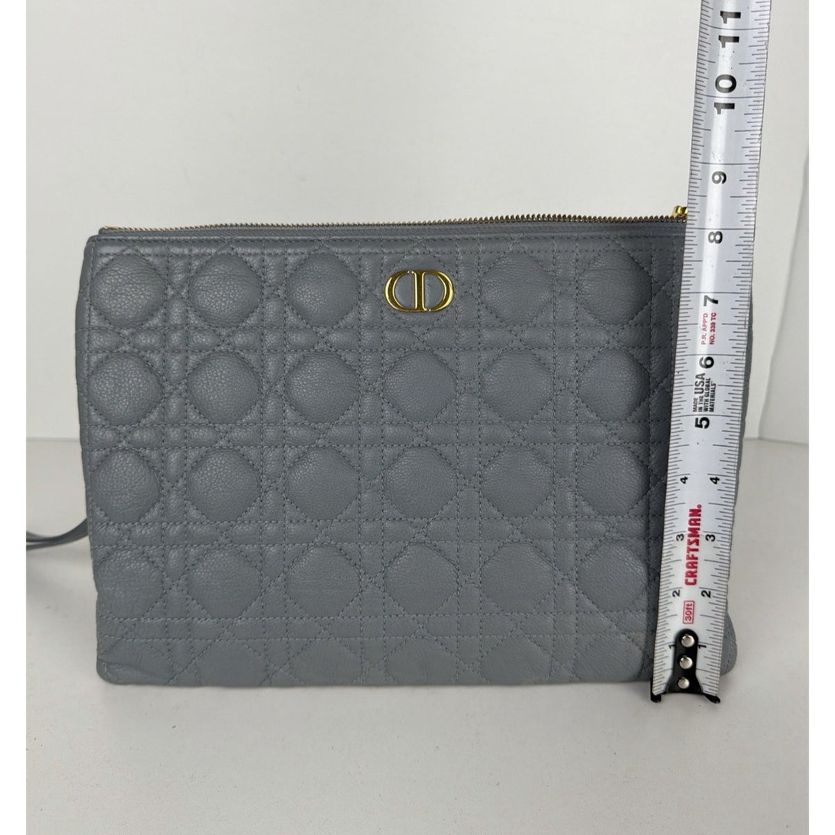 Christian Dior Caro Large Pouch Clutch Bag in Blue Quilted Calfskin Leather S03