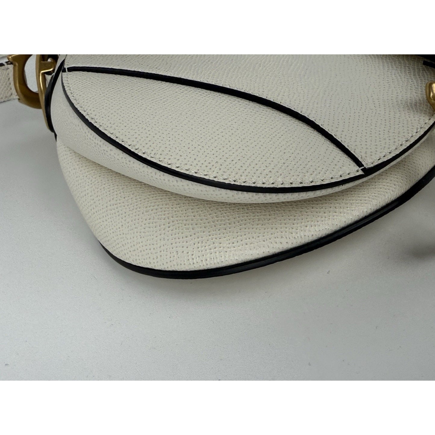 Christian Dior Medium Saddle White Leather Shoulder Bag