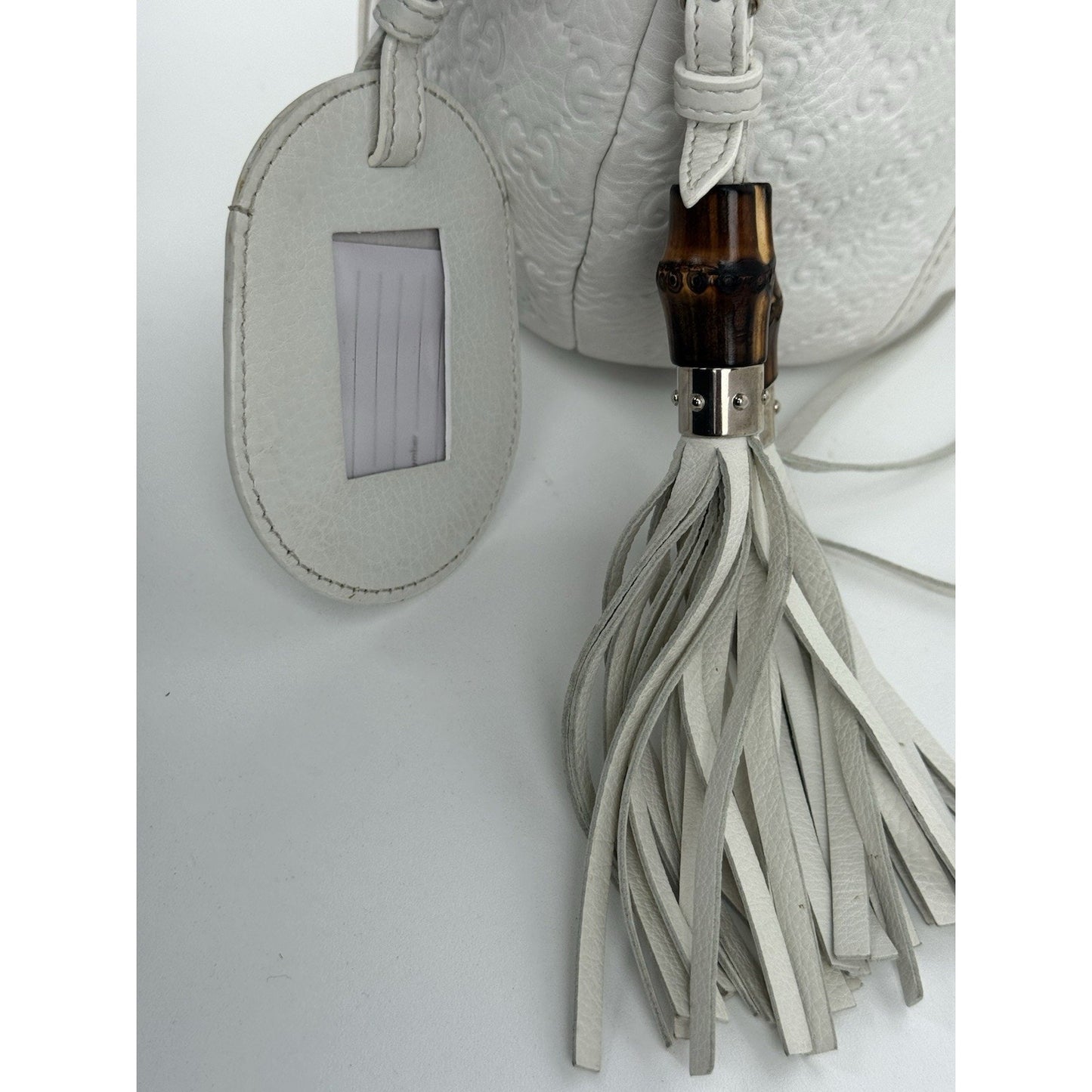 Gucci Guccissima Medium Techno Horsebit Hobo White Leather
