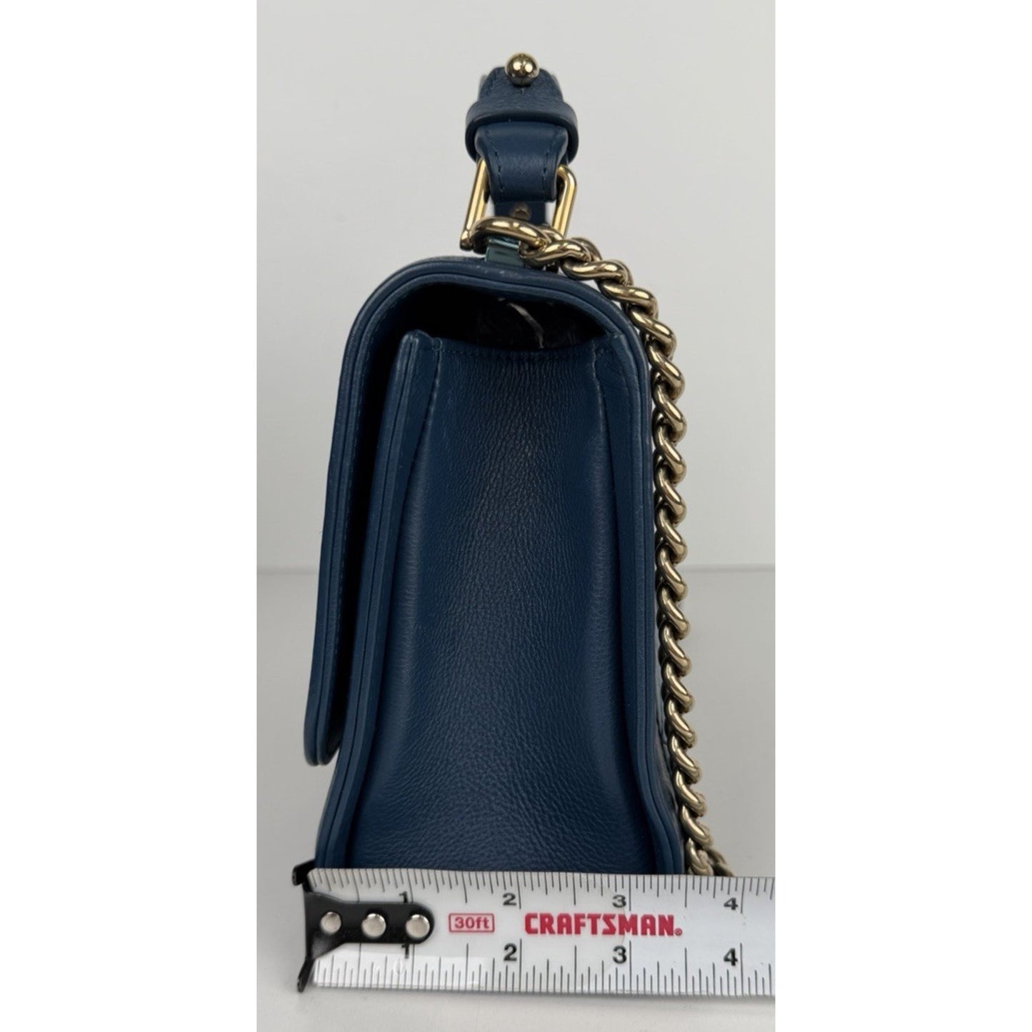 Chanel Label Click Flap Medium Shoulder Bag in Blue Quilted Calfskin 2017 E-5