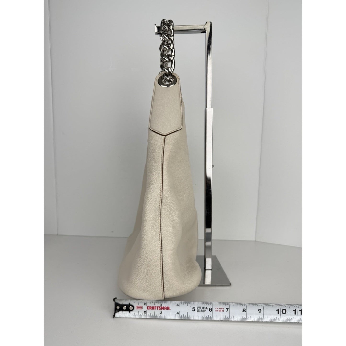 Prada Vitello Daino Chain Link Hobo Bag Large in Beige Leather S