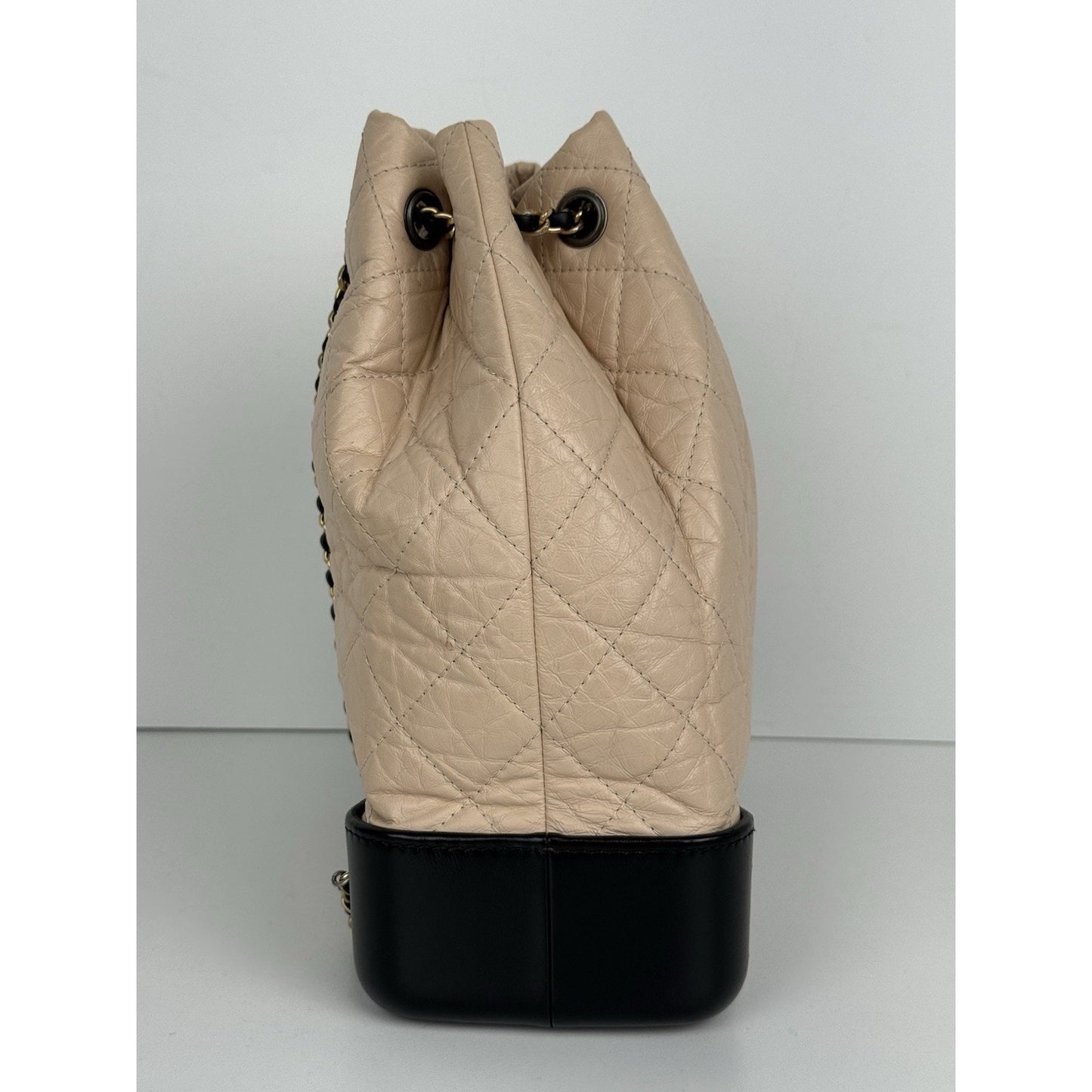 Chanel Gabrielle Small Backpack Aged Calfskin Beige and Black B-7