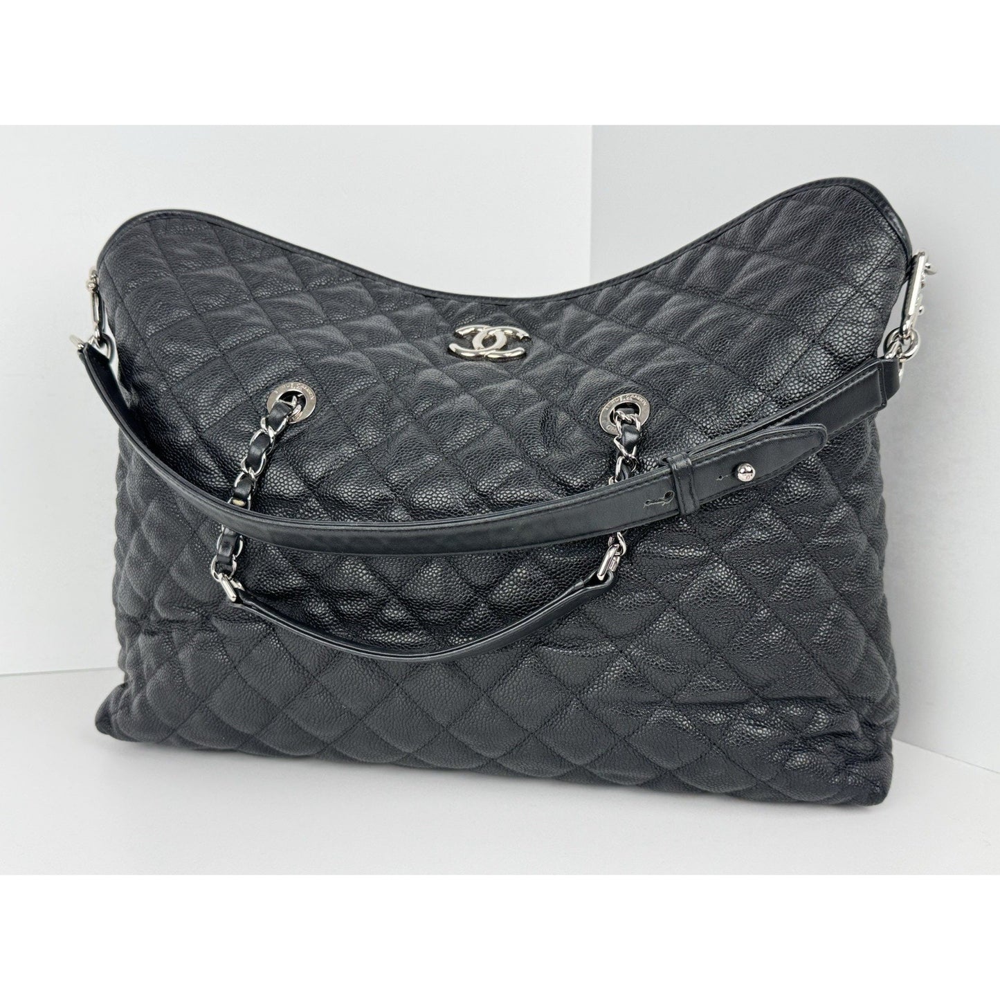 Chanel French Riviera Hobo Caviar Leather Black B-6