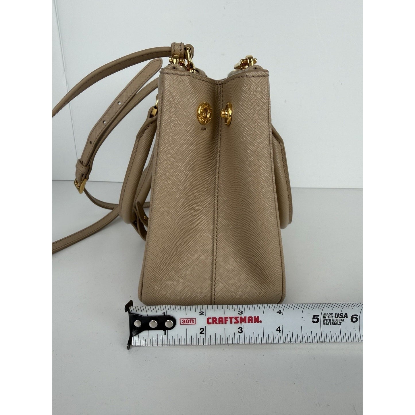 Prada Galleria Small Top Handle Bag in Beige Saffiano Leather C-9