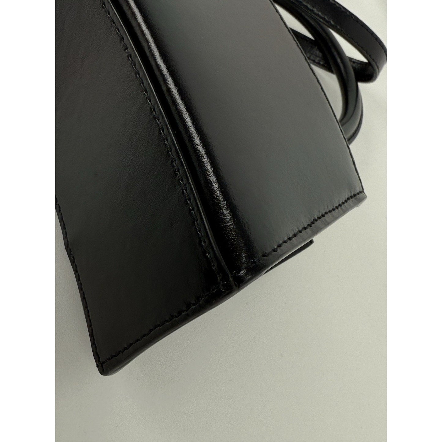 Balenciaga Hourglass XS Top Handle Bag Black Leather with Silver Hardware