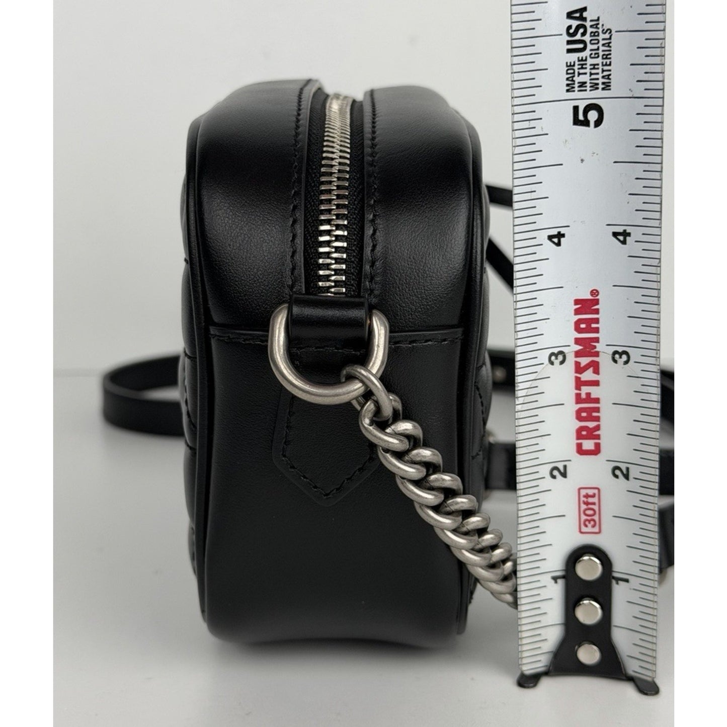 Gucci GG Marmont Mini Camera Crossbody Bag in Black Matelasse Leather S-14