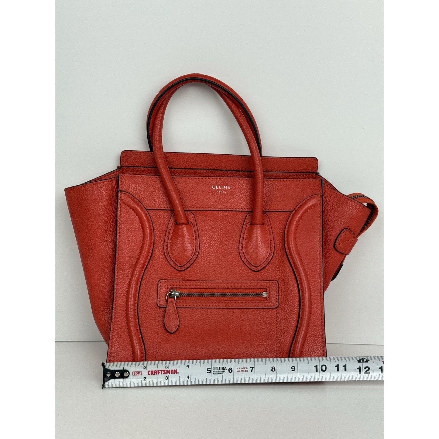 Céline Mini Luggage Tote Red-Orange Leather Handbag
