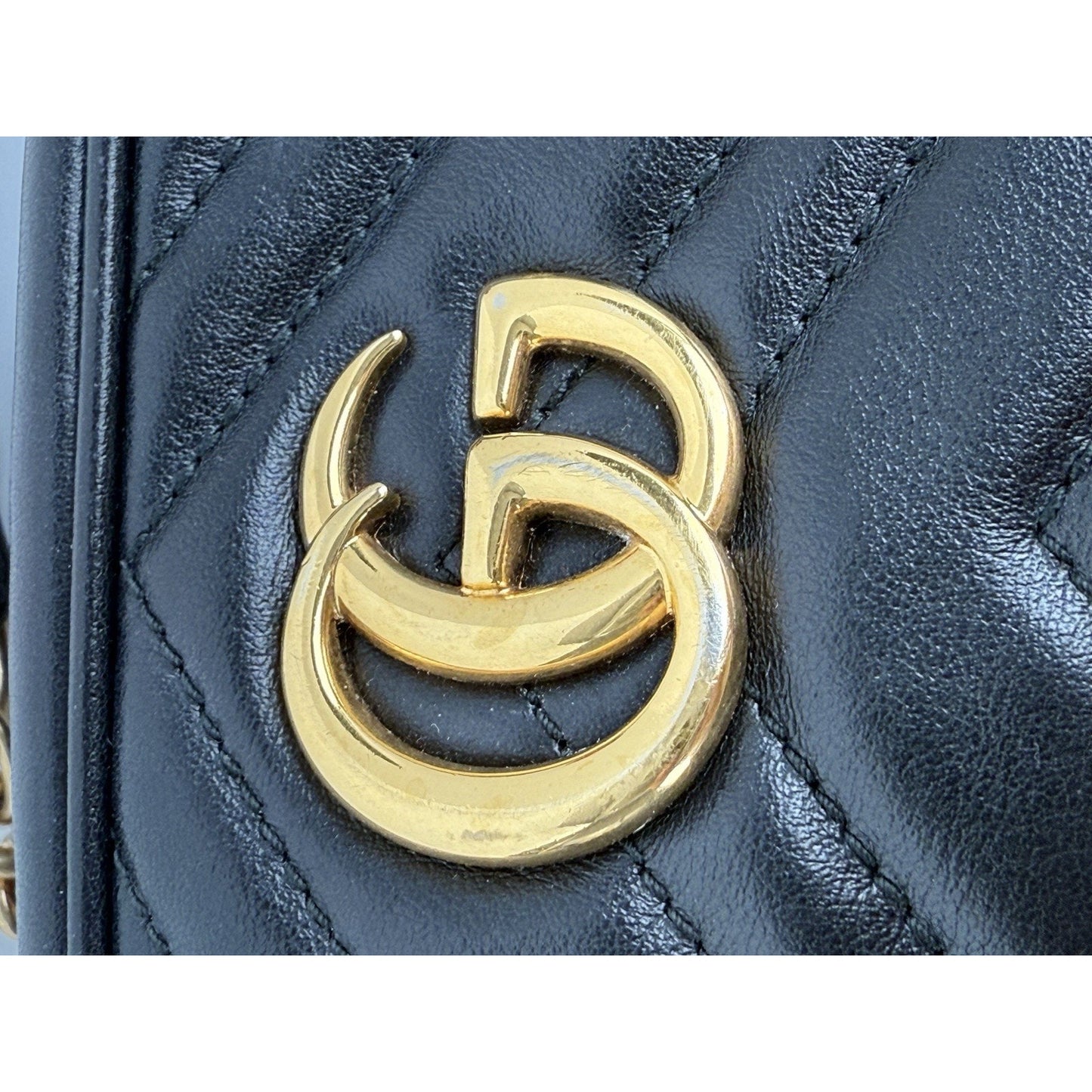 Gucci Marmont GG Black Leather Small Camera Women's Crossbody Bag