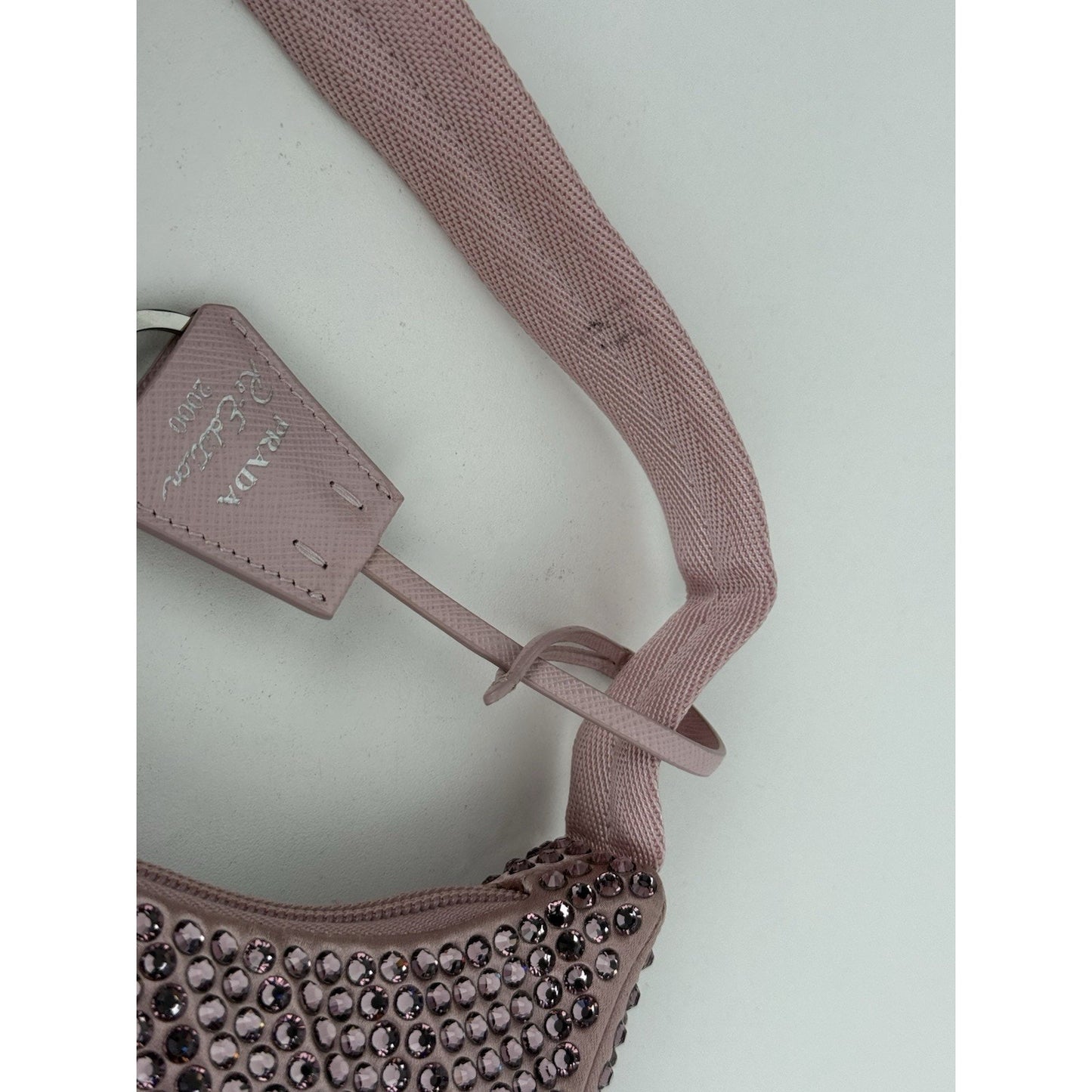 Prada Pink Crystal 2000 Re-Edition Hobo Handbag Satin Finish