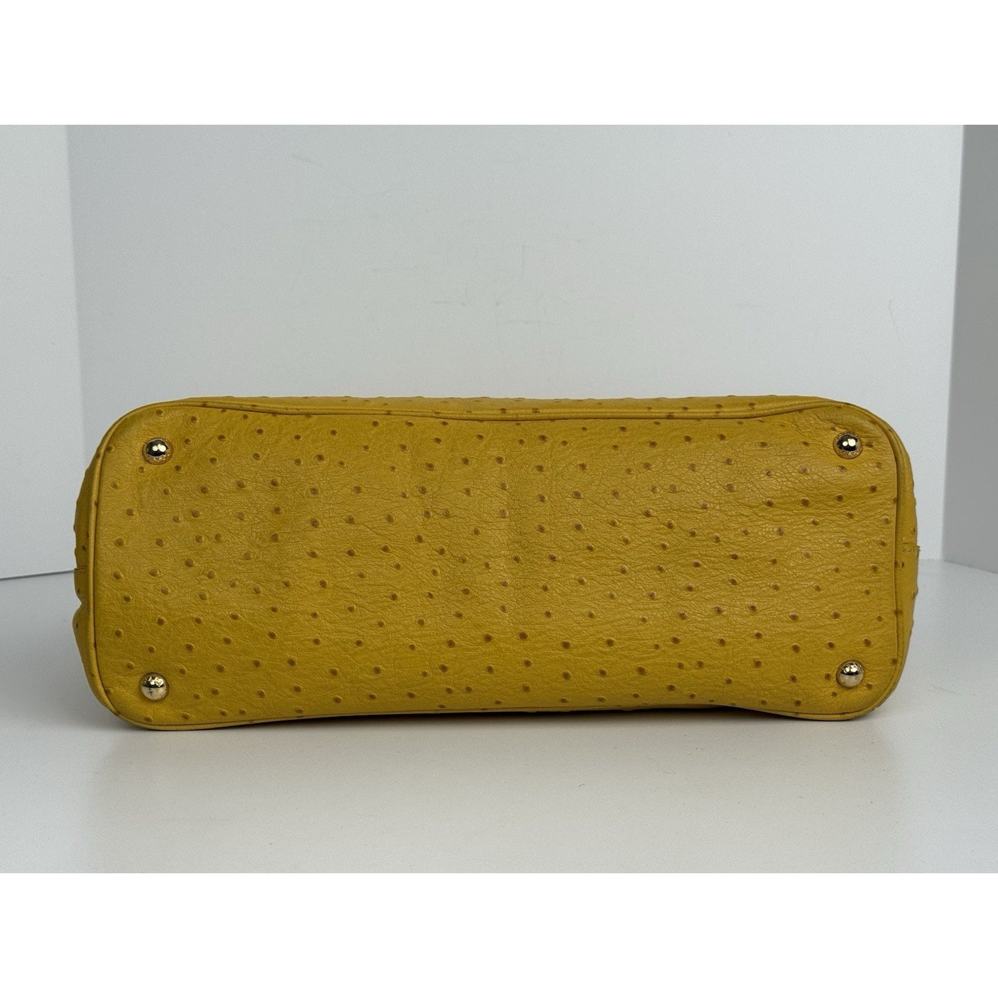 Prada Struzzo Lux Medium Galleria Double-Zip Tote in Mustard Yellow Ostrich Leater