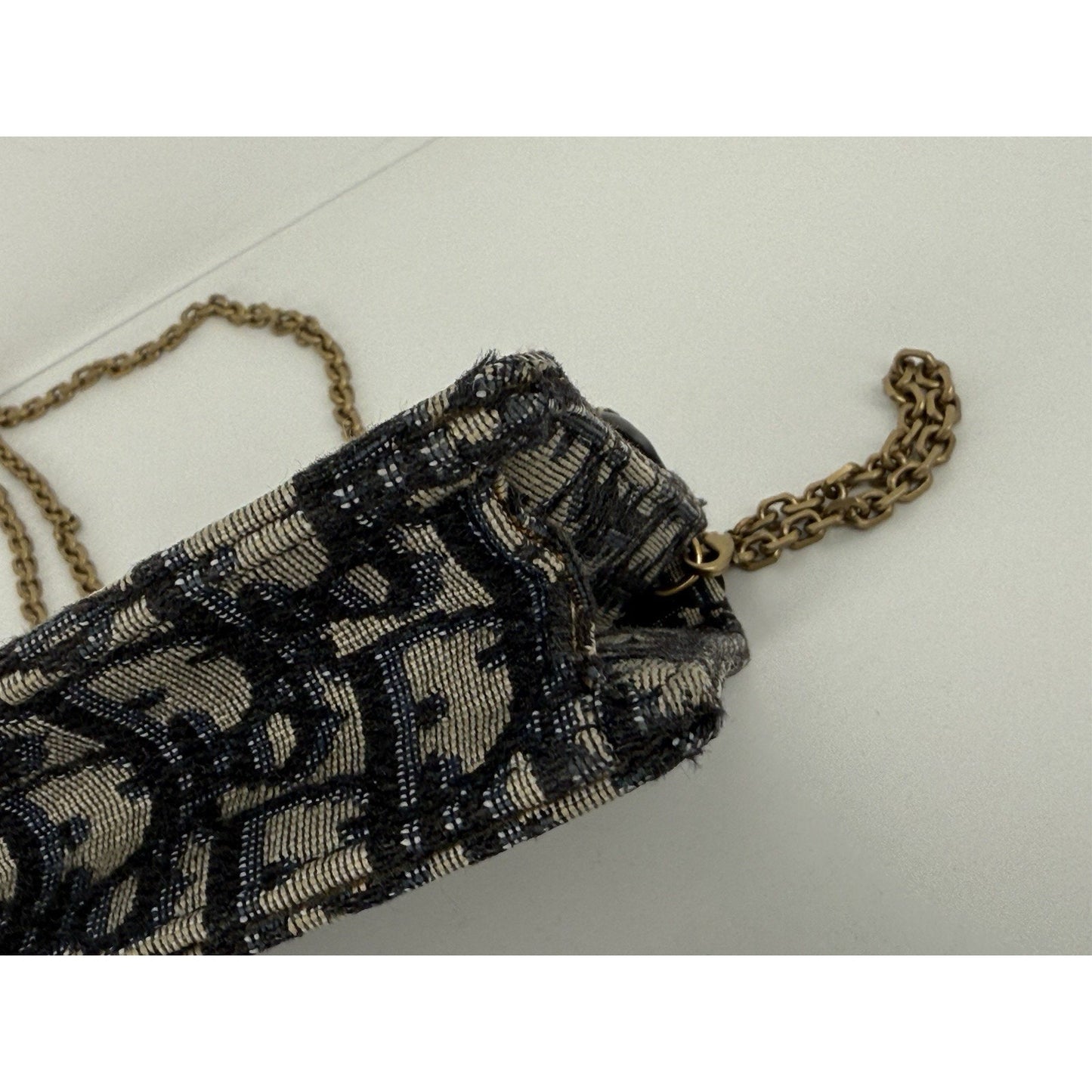 Blue Dior Oblique Jacquard Medium Saddle Pouch with Chain