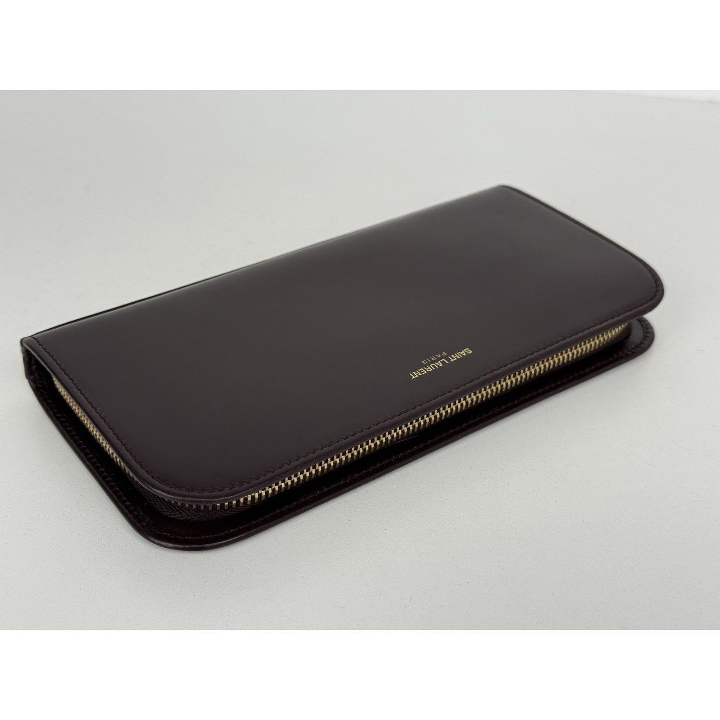 Saint Laurent Amerena Zip Around Wallet Burgundy Leather