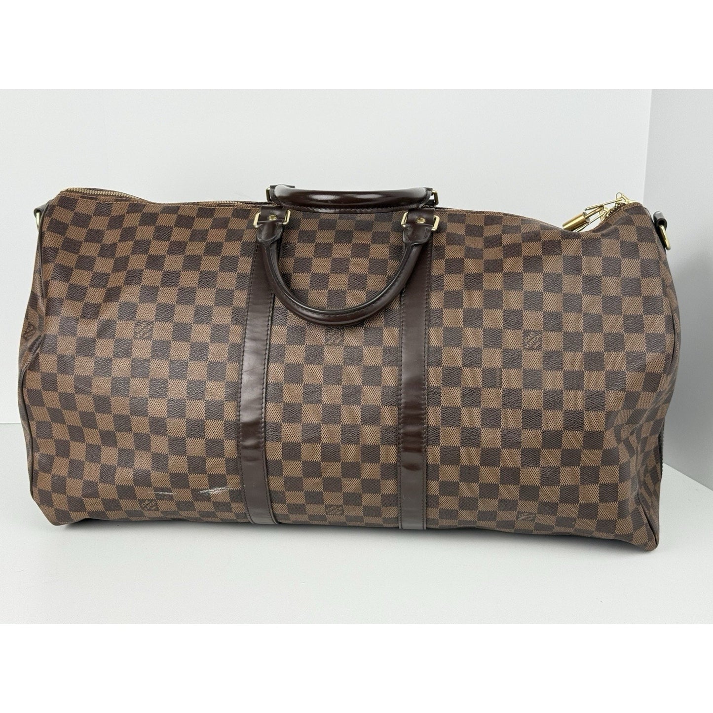 Louis Vuitton Keepall Boston Duffle 55 Damier Ebene Brown Canvas