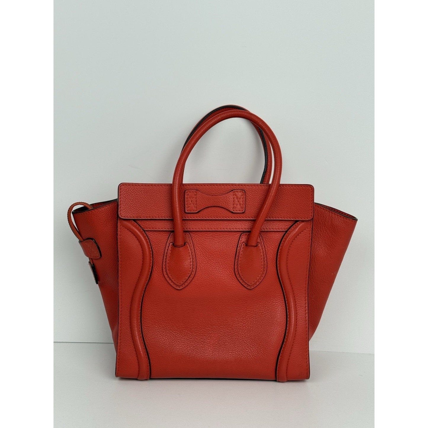 Céline Mini Luggage Tote Red-Orange Leather Handbag