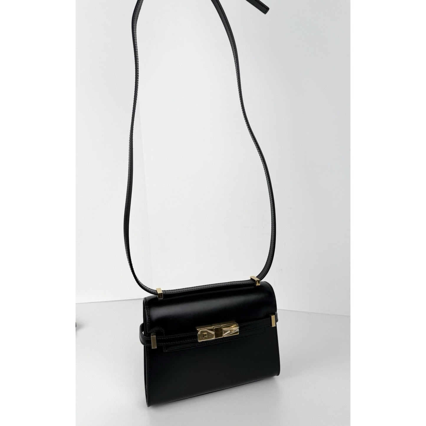 Saint Laurent Baby Manhattan Black Leather Women's Shoulder Bag