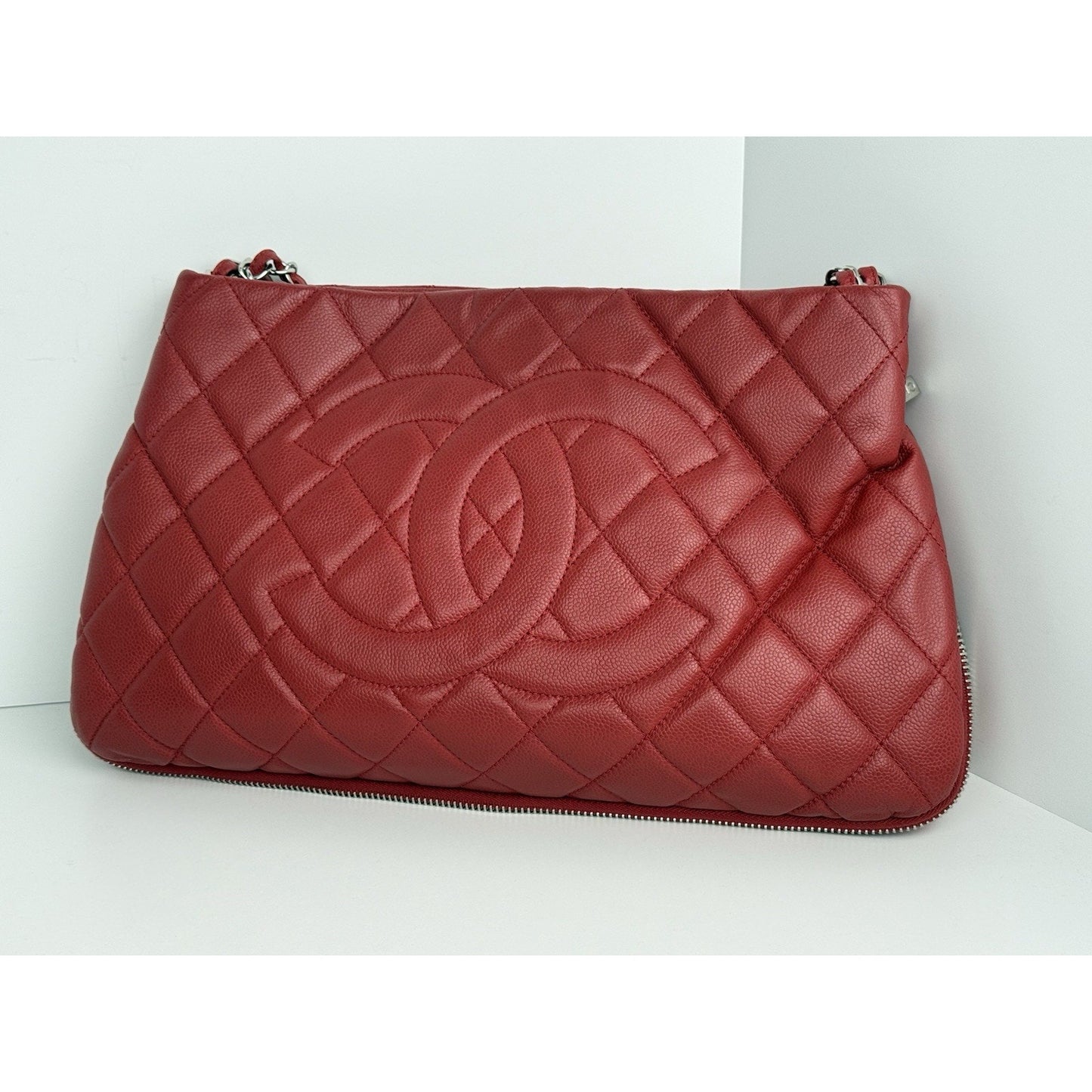 Chanel Timeless Petite Tote in Red Caviar Leather with Gold Hardware