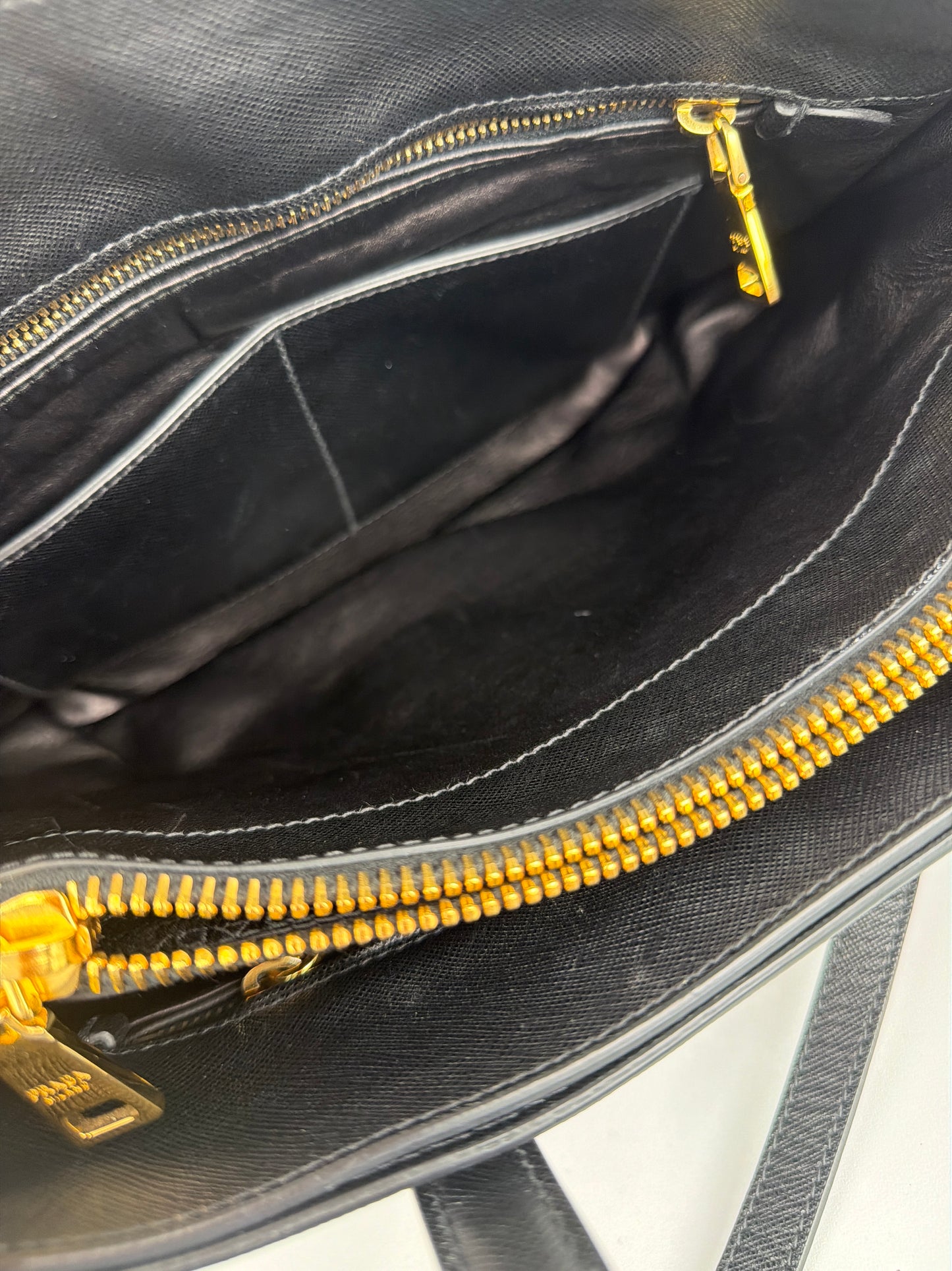 Prada Saffiano Leather Black Leather Shoulder Bag
